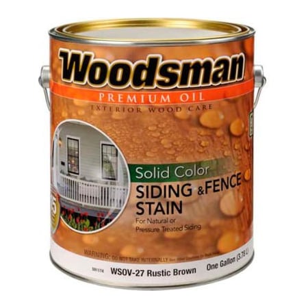 General Paint Woodsman Solid Color Oil Siding & Fence Wood Stain, Rustic Brown, Gallon - 591174 591174